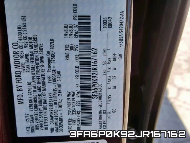 3FA6P0K92JR167162 фото 2