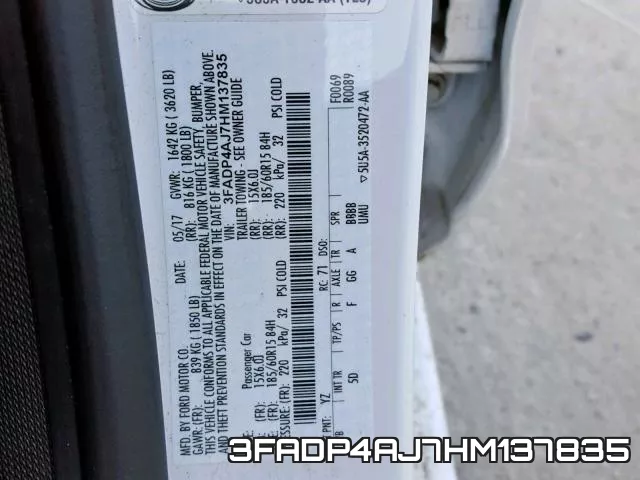 3FADP4AJ7HM137835 фото 2