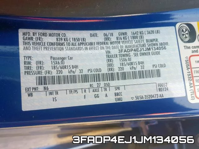 3FADP4EJ1JM134056 фото 2
