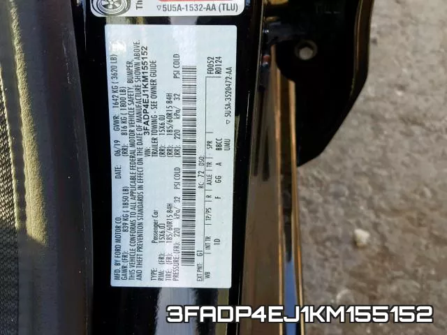 3FADP4EJ1KM155152 фото 2