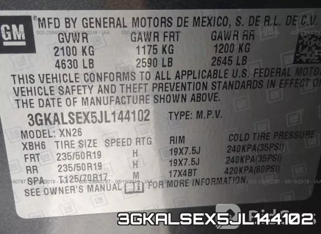 3GKALSEX5JL144102 фото 10
