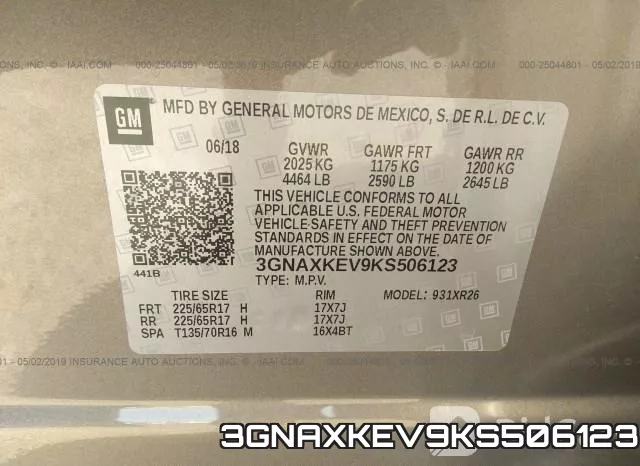 3GNAXKEV9KS506123 фото 10
