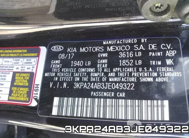 3KPA24AB3JE049322 фото 10