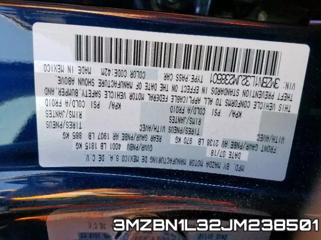 3MZBN1L32JM238501 фото 2