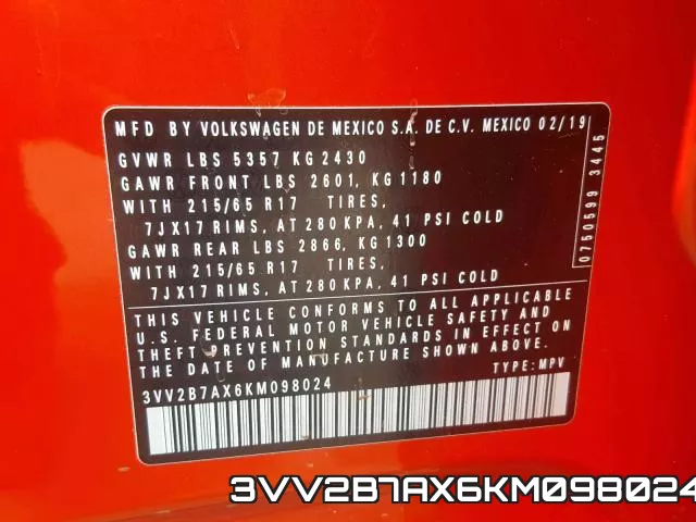 3VV2B7AX6KM098024 фото 2