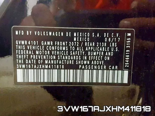 3VW167AJXHM411818 фото 2