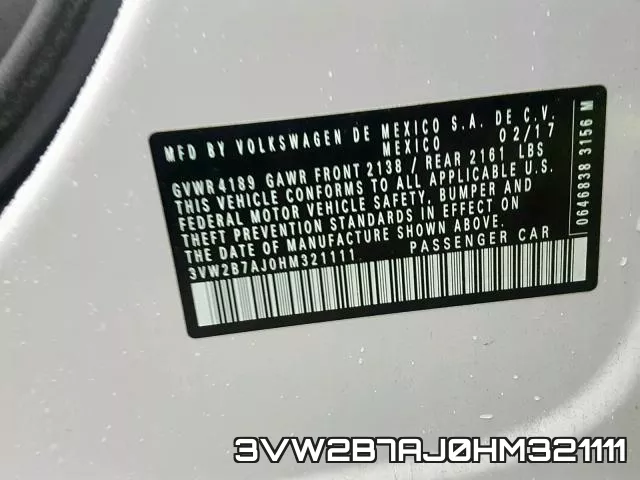 3VW2B7AJ0HM321111 фото 2