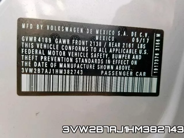 3VW2B7AJ1HM382743 фото 2