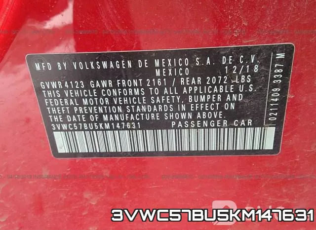 3VWC57BU5KM147631 фото 10