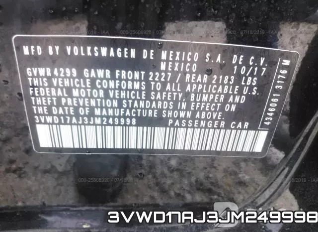3VWD17AJ3JM249998 фото 10