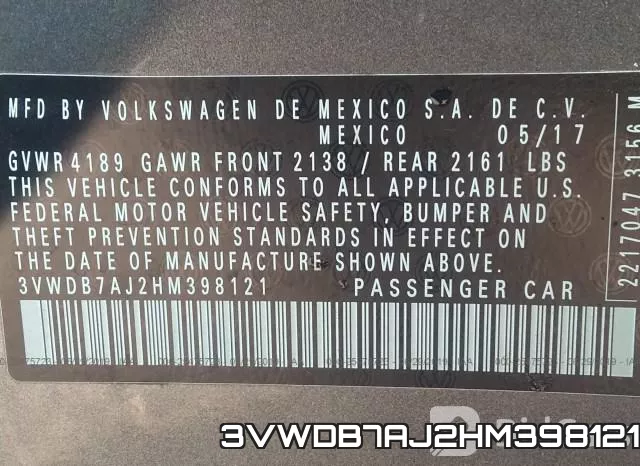 3VWDB7AJ2HM398121 фото 10