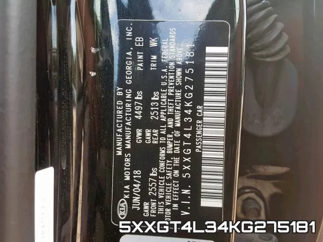 5XXGT4L34KG275181 фото 2