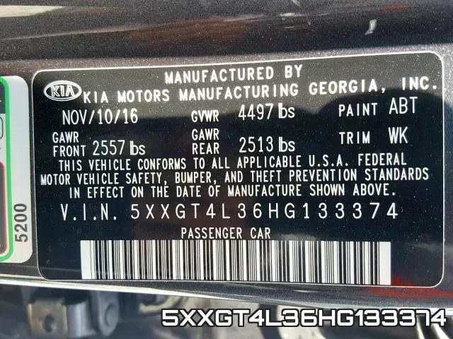 5XXGT4L36HG133374 фото 2