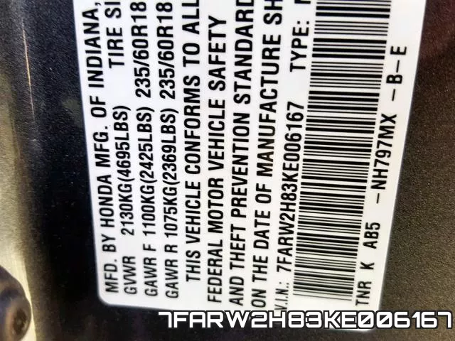 7FARW2H83KE006167 фото 2