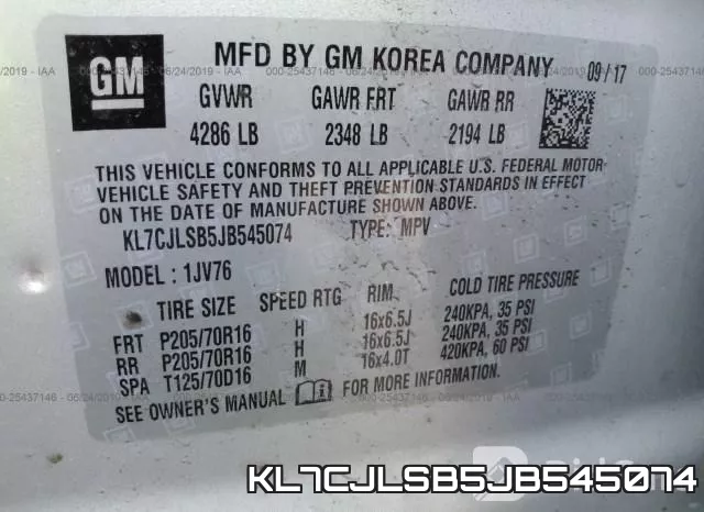 KL7CJLSB5JB545074 фото 10