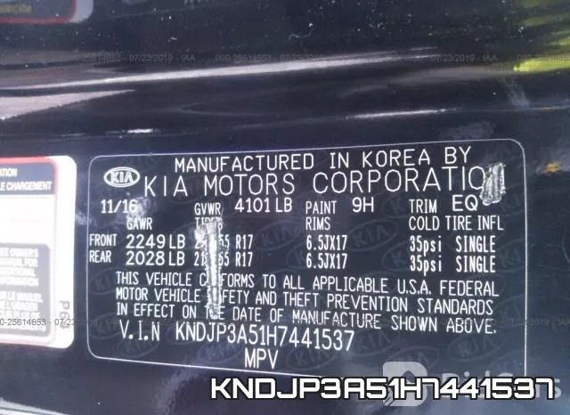 KNDJP3A51H7441537 фото 10