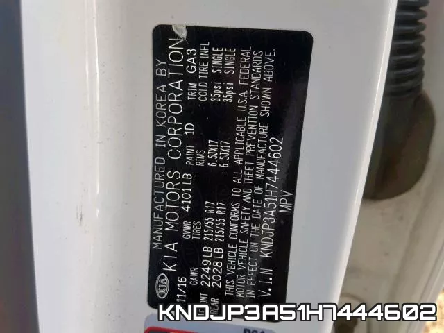 KNDJP3A51H7444602 фото 2