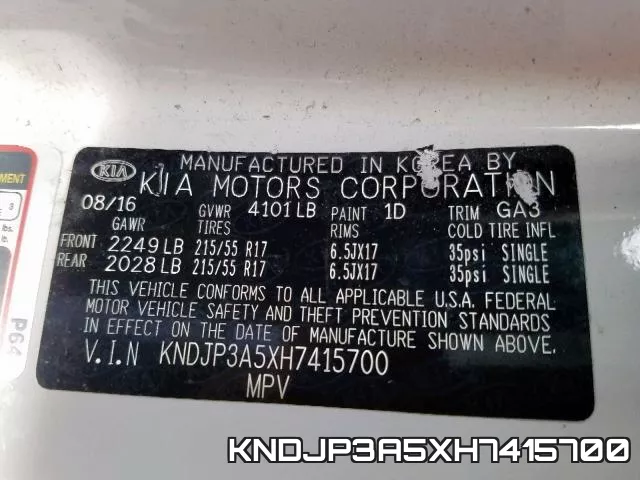 KNDJP3A5XH7415700 фото 2