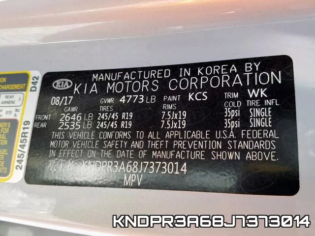 KNDPR3A68J7373014 фото 2