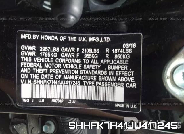 SHHFK7H41JU417245 фото 10