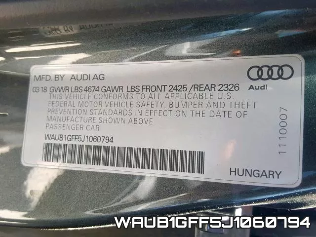 WAUB1GFF5J1060794 фото 2