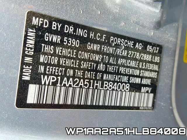 WP1AA2A51HLB84008 фото 2