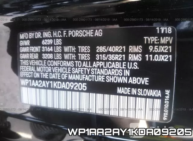 WP1AA2AY1KDA09205 фото 10