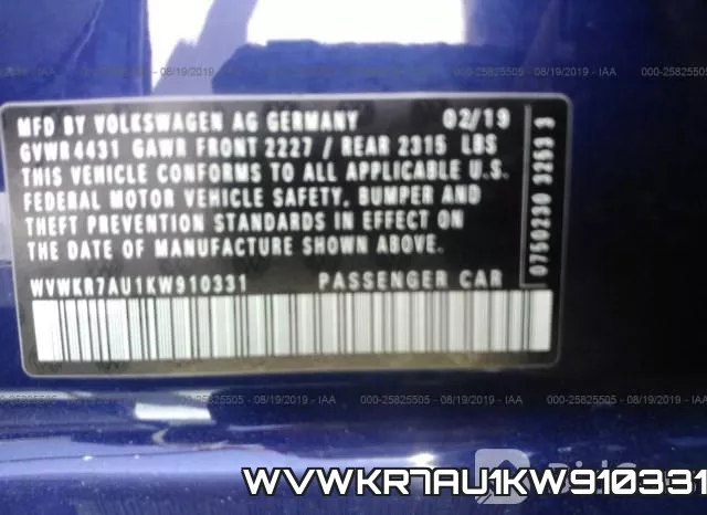 WVWKR7AU1KW910331 фото 10