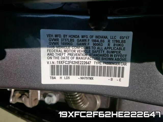 19XFC2F62HE222647 фото 2