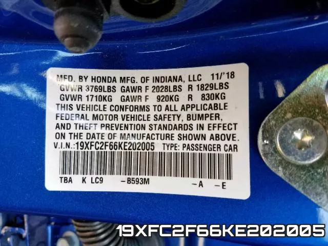 19XFC2F66KE202005 фото 2