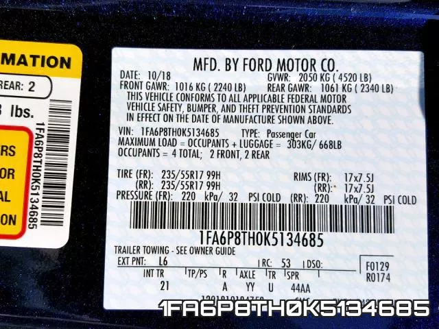 1FA6P8TH0K5134685 фото 2