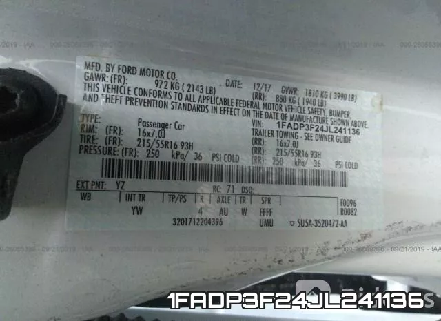 1FADP3F24JL241136 фото 10
