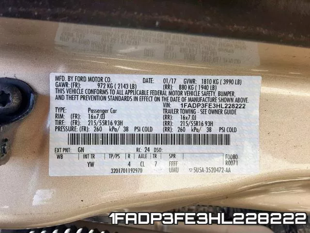 1FADP3FE3HL228222 фото 2