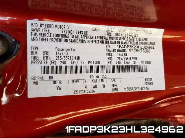 1FADP3K23HL324962 фото 2