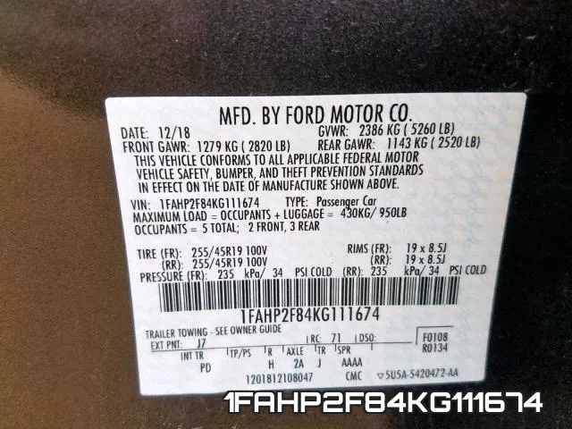 1FAHP2F84KG111674 фото 2