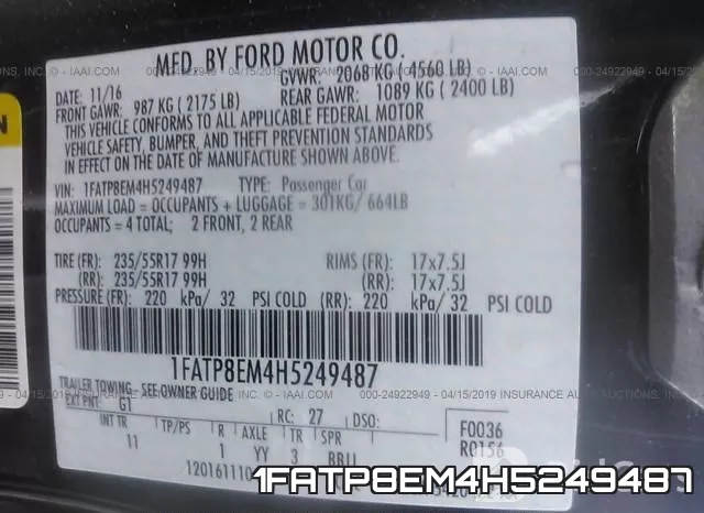 1FATP8EM4H5249487 фото 10