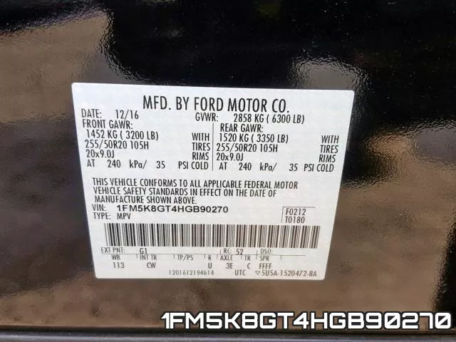 1FM5K8GT4HGB90270 фото 2