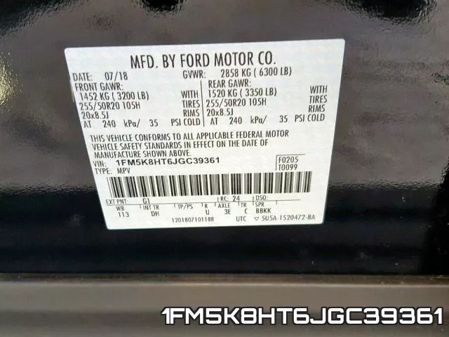 1FM5K8HT6JGC39361 фото 2