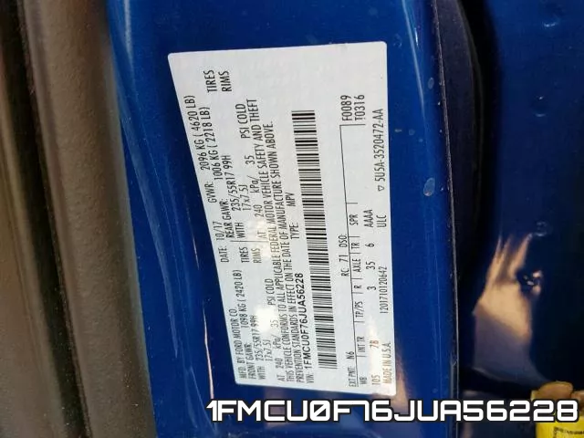 1FMCU0F76JUA56228 фото 2