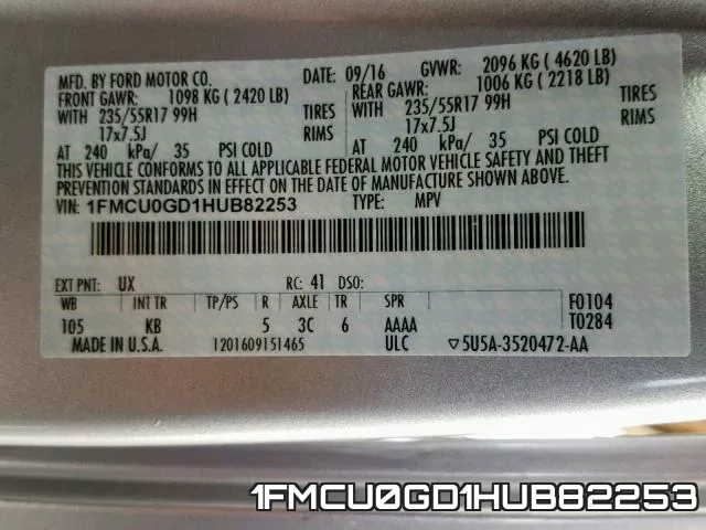 1FMCU0GD1HUB82253 фото 2