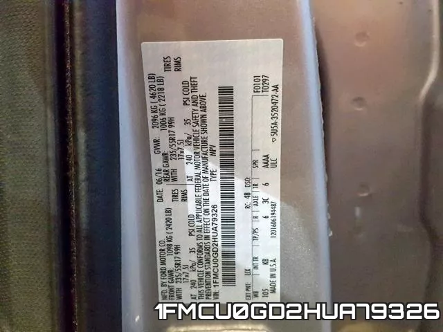 1FMCU0GD2HUA79326 фото 2