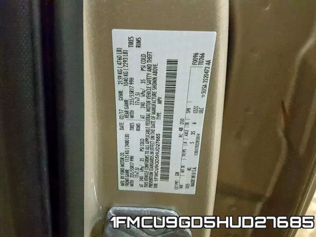 1FMCU9GD5HUD27685 фото 2