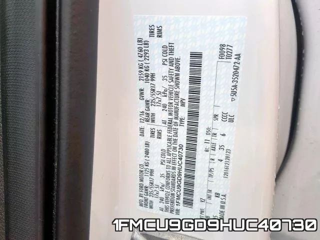 1FMCU9GD9HUC40730 фото 2