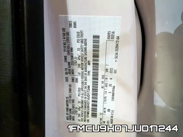 1FMCU9HD7JUD17244 фото 2