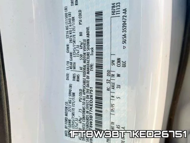 1FT8W3BT7KED26751 фото 2