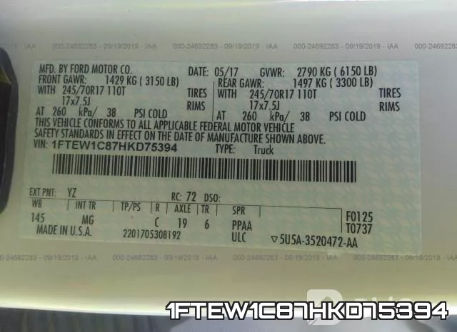 1FTEW1C87HKD75394 фото 10