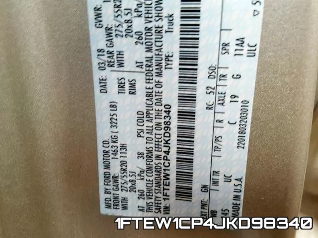 1FTEW1CP4JKD98340 фото 2