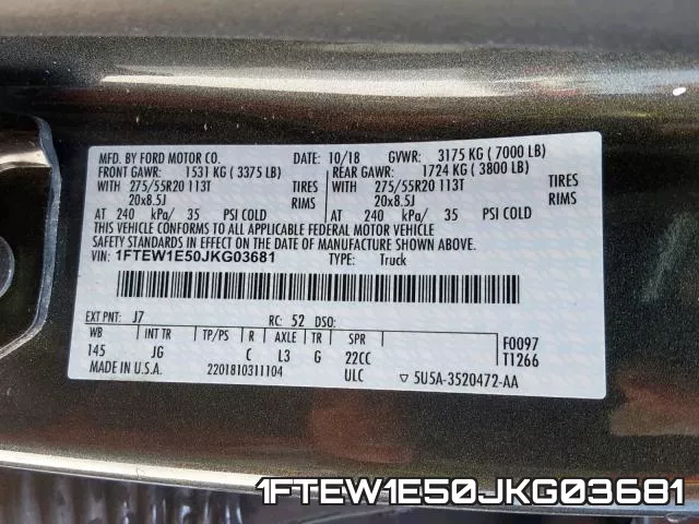 1FTEW1E50JKG03681 фото 2