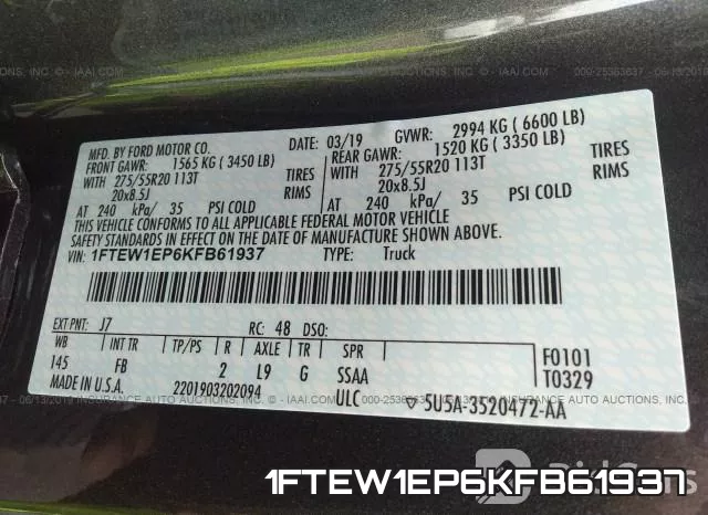 1FTEW1EP6KFB61937 фото 10