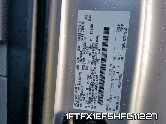 1FTFX1EF5HFC11227 фото 2